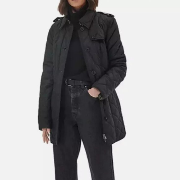 BARBOUR Finstown Hooded Belted Quilt Trench jacket MSRP$395 British Luxury